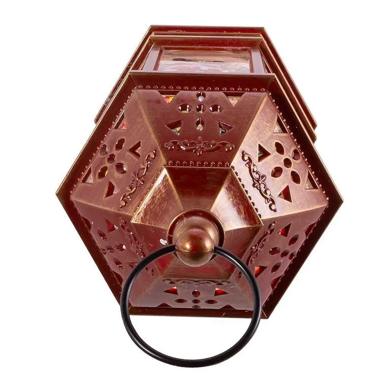 11" Battery-Operated LED Santa Lantern with Swirl Water
