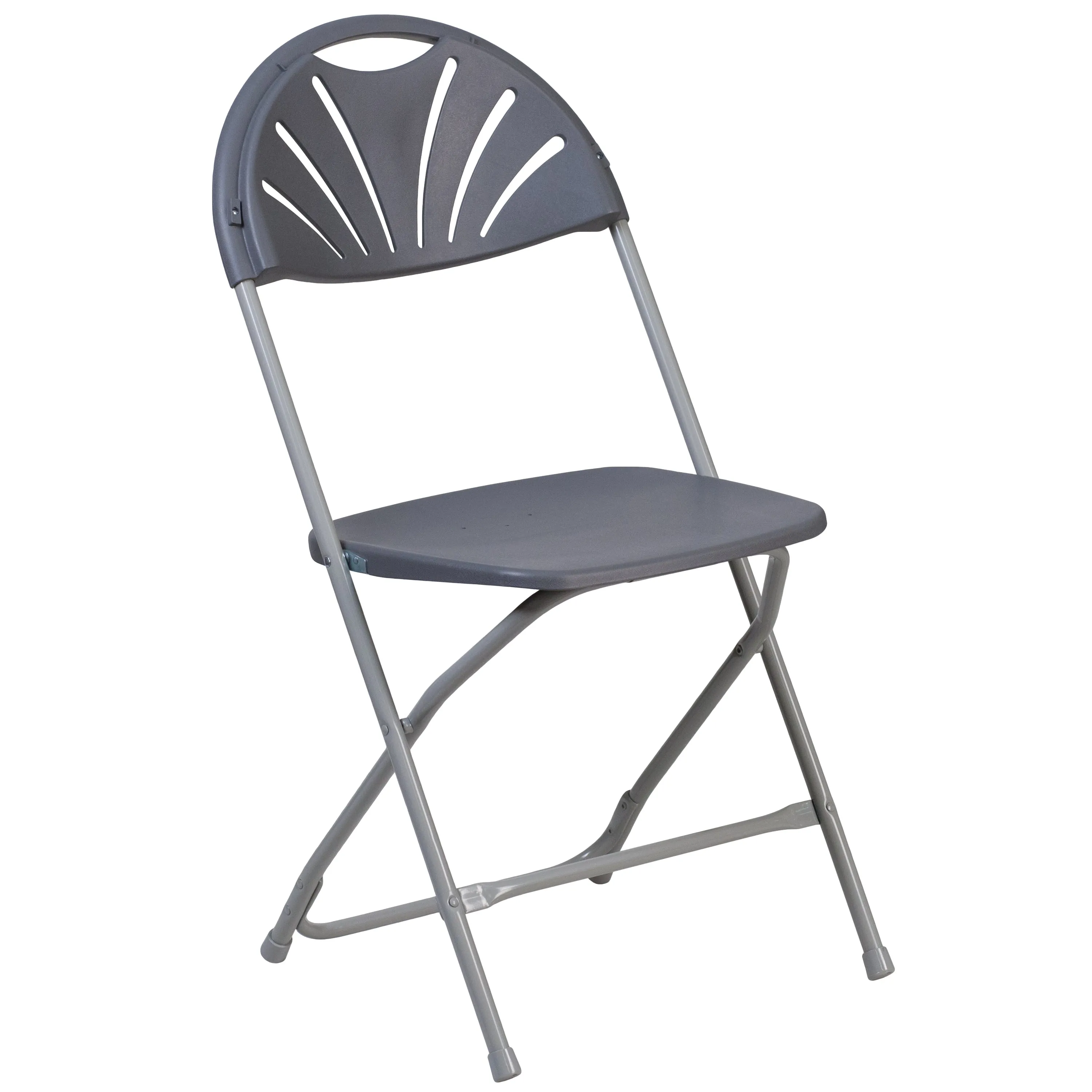 2 Pack HERCULES Series 650 lb. Capacity Charcoal Plastic Fan Back Folding Chair