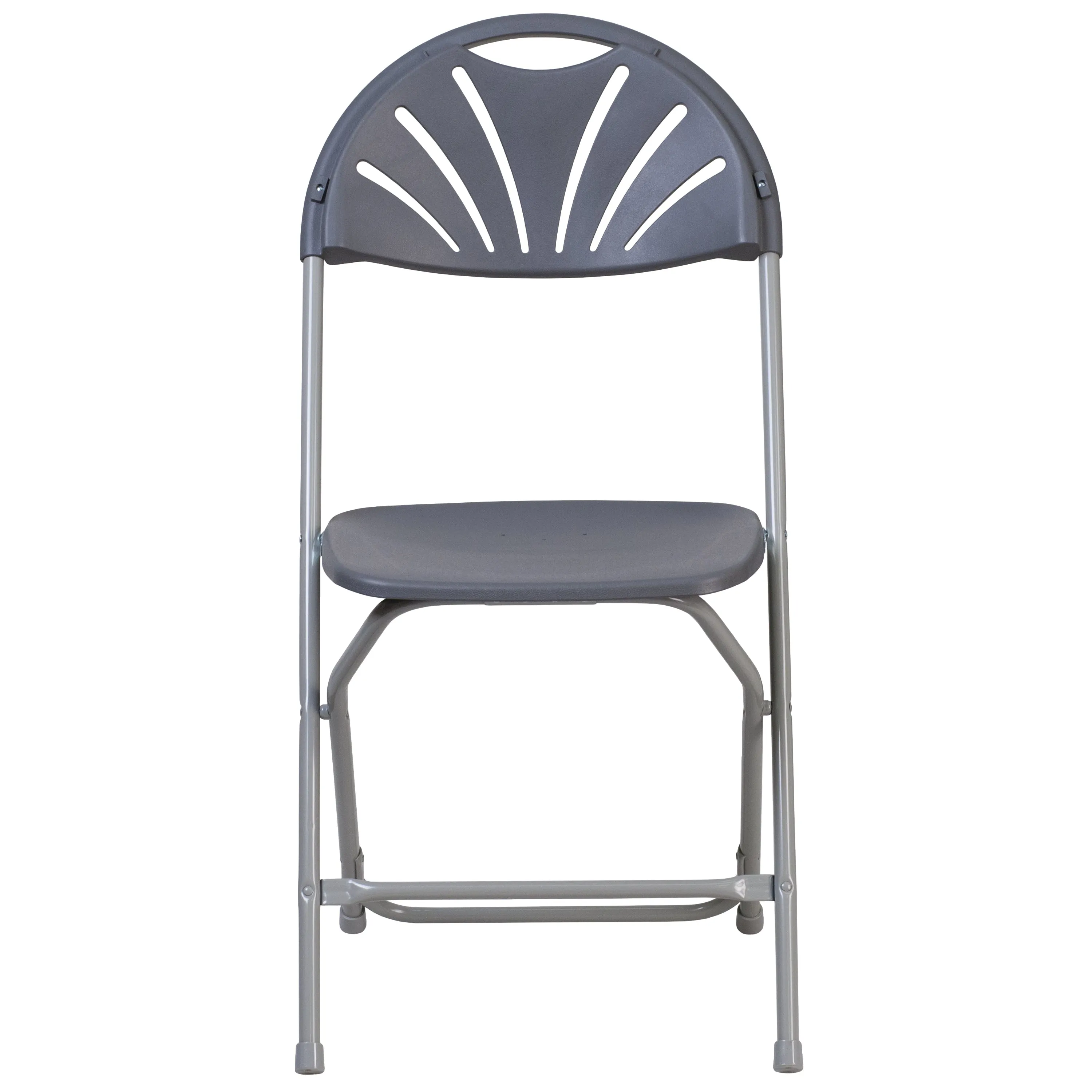 2 Pack HERCULES Series 650 lb. Capacity Charcoal Plastic Fan Back Folding Chair