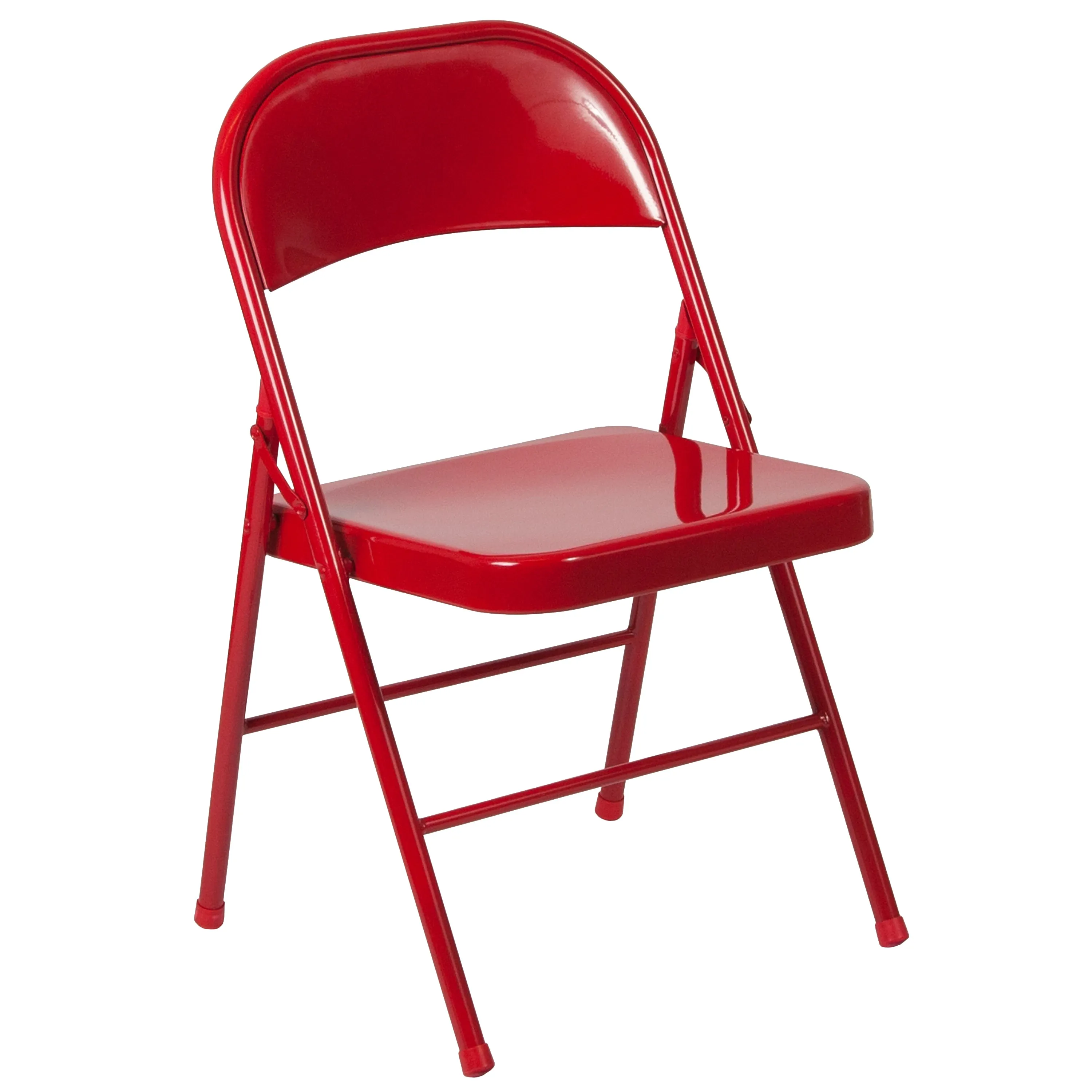 2 Pack HERCULES Series Double Braced Red Metal Folding Chair