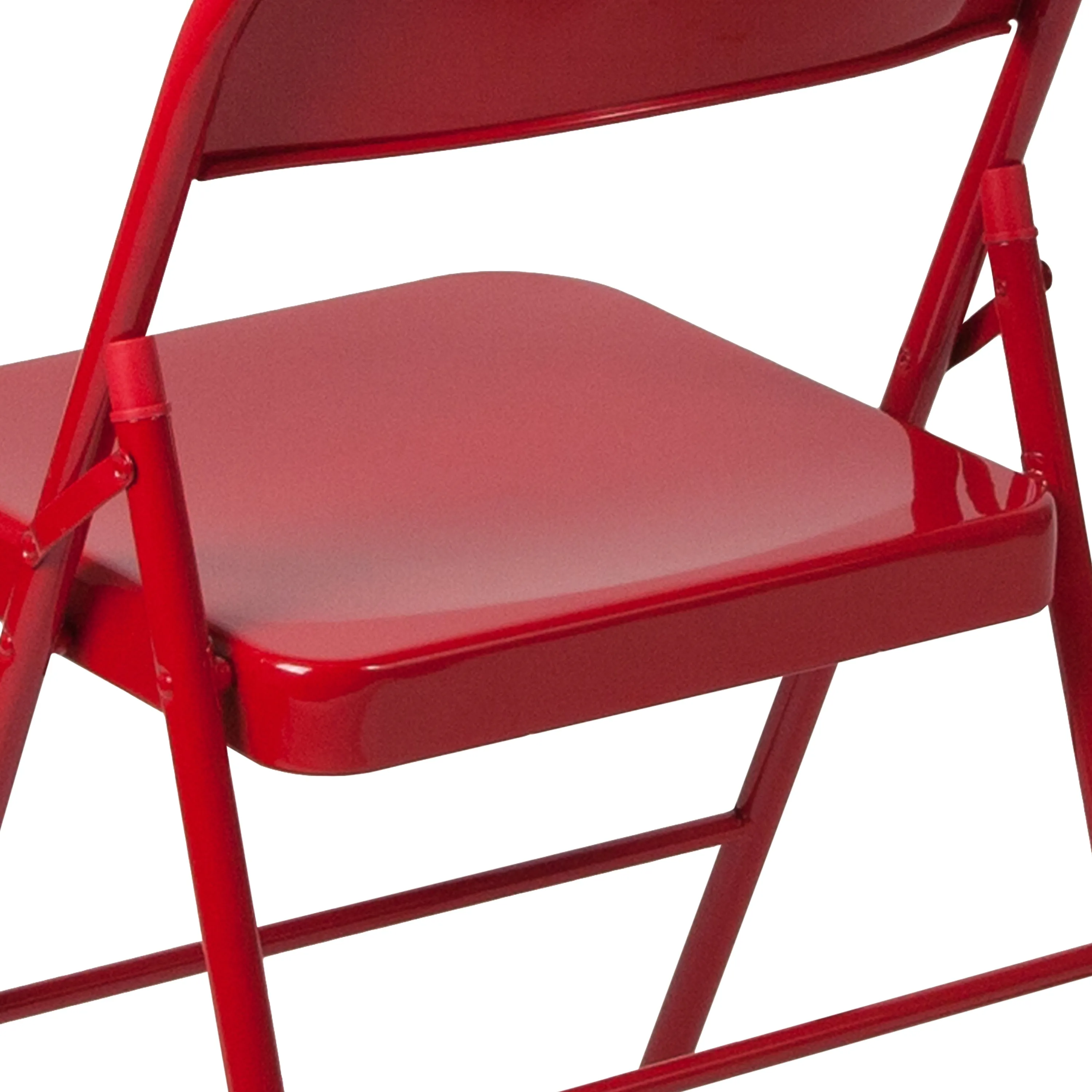 2 Pack HERCULES Series Double Braced Red Metal Folding Chair