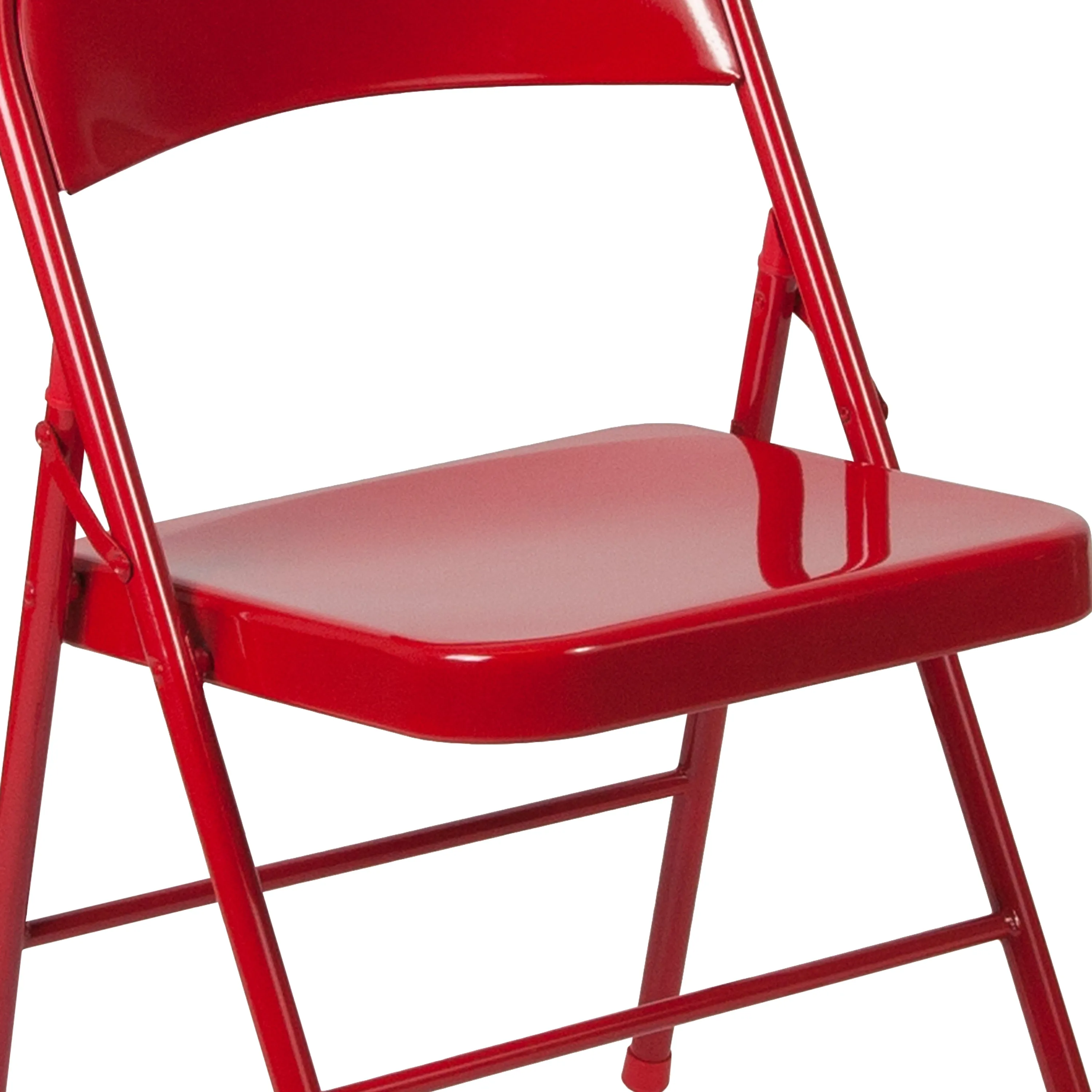 2 Pack HERCULES Series Double Braced Red Metal Folding Chair