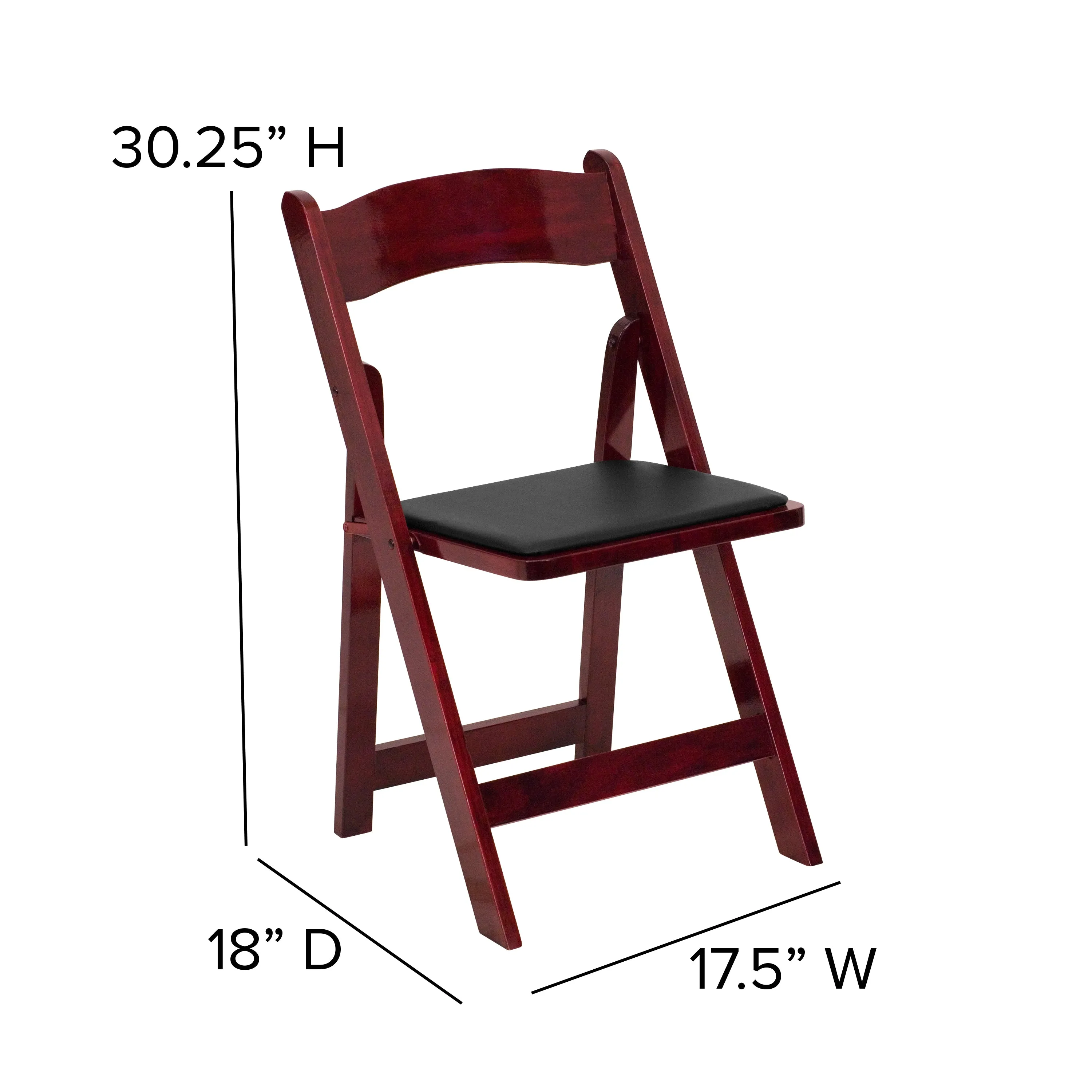 2 Pack HERCULES Series Mahogany Wood Folding Chair with Vinyl Padded Seat