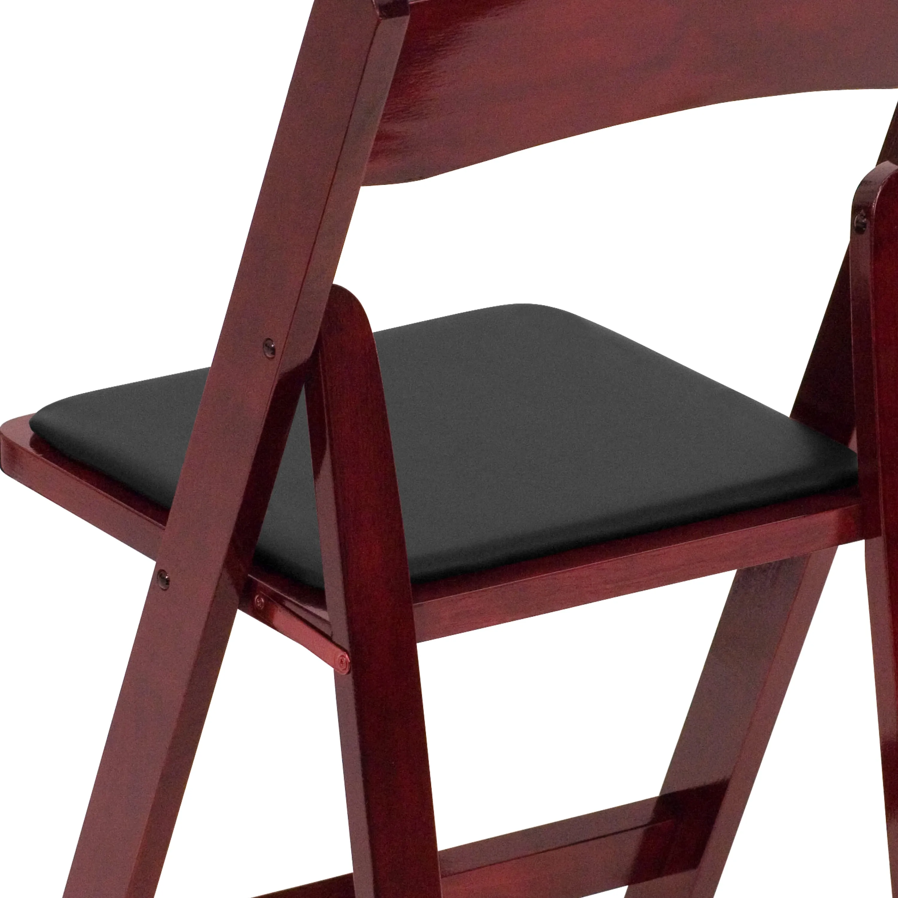 2 Pack HERCULES Series Mahogany Wood Folding Chair with Vinyl Padded Seat
