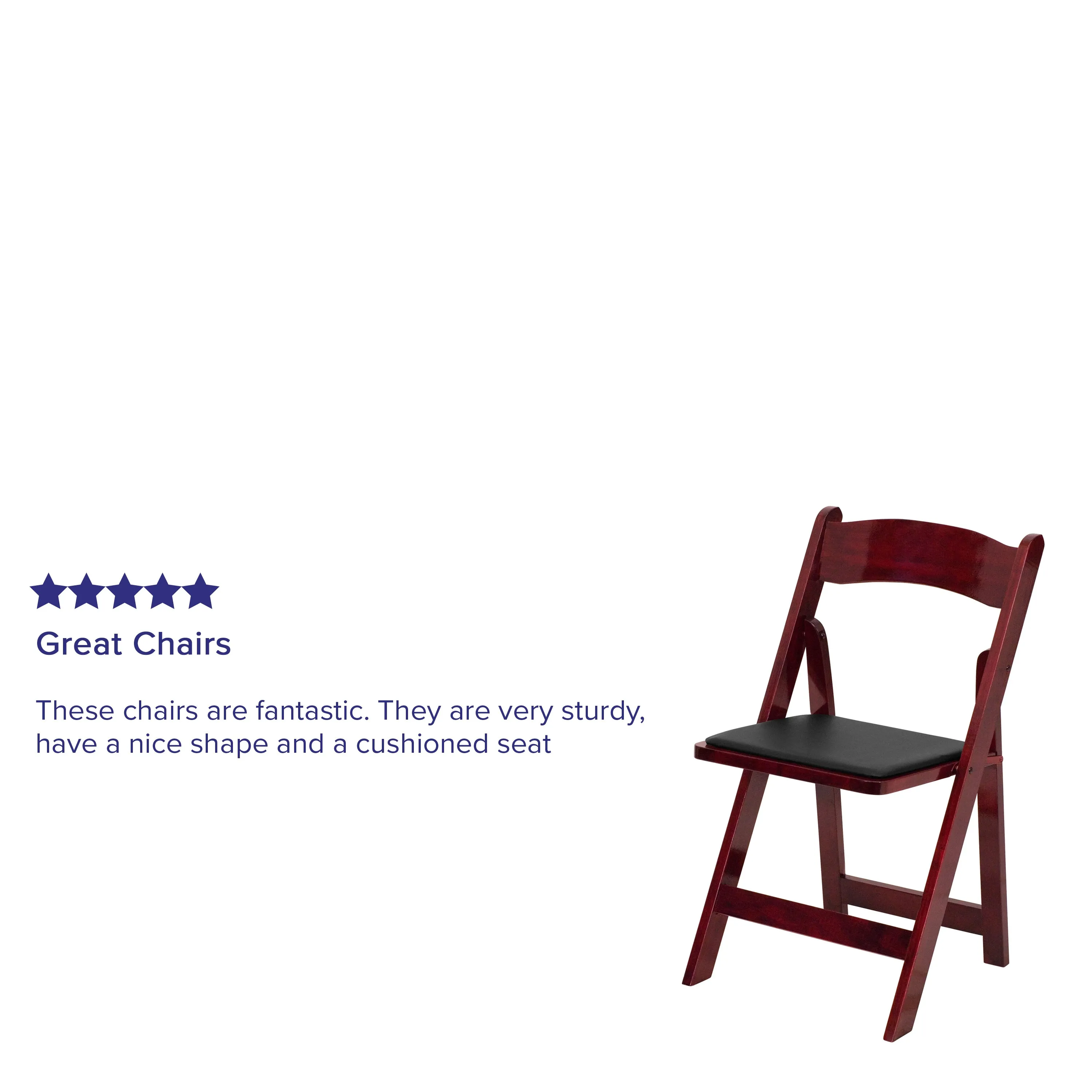 2 Pack HERCULES Series Mahogany Wood Folding Chair with Vinyl Padded Seat