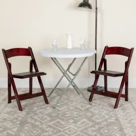 2 Pack HERCULES Series Mahogany Wood Folding Chair with Vinyl Padded Seat