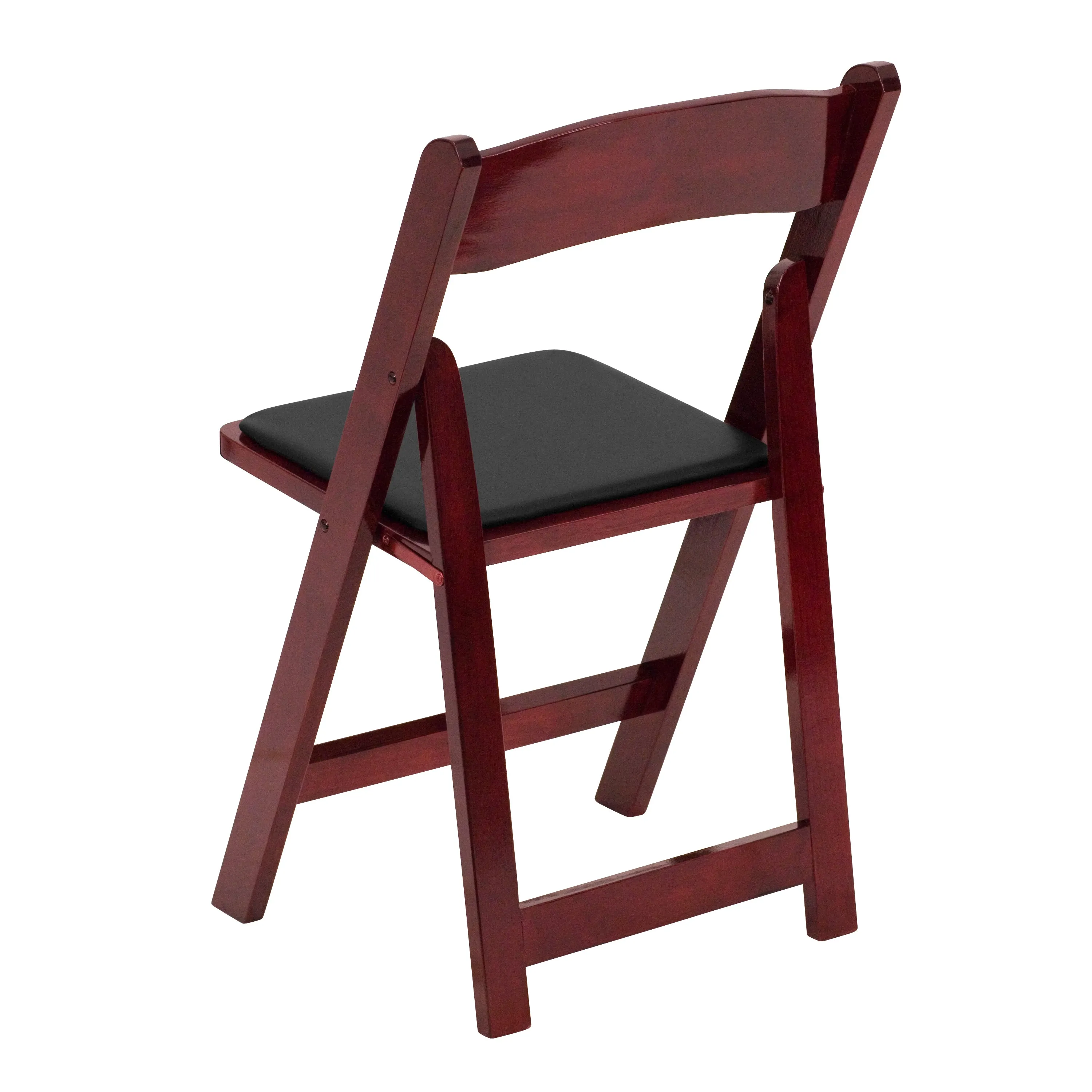 2 Pack HERCULES Series Mahogany Wood Folding Chair with Vinyl Padded Seat