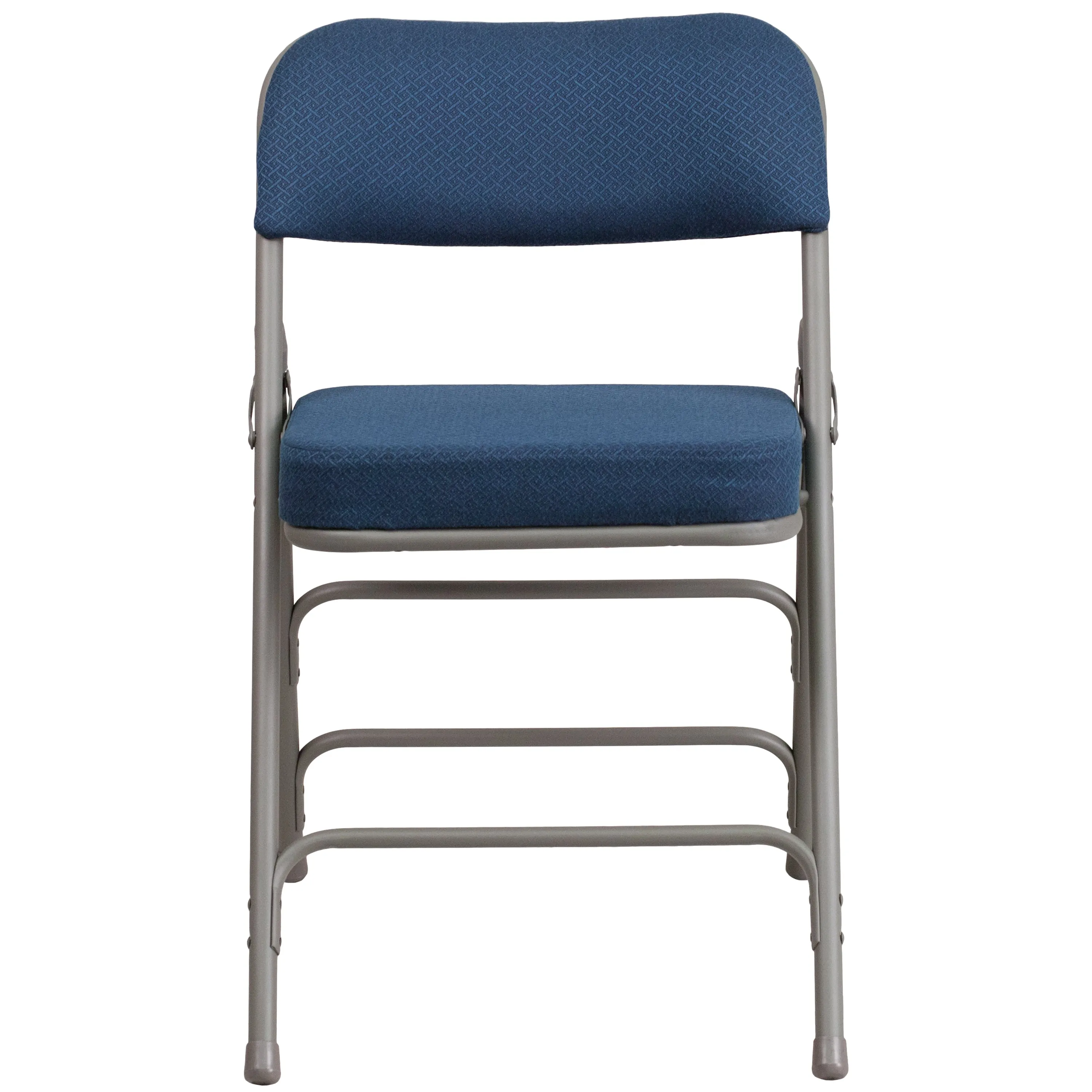 2 Pack HERCULES Series Premium Curved Triple Braced & Double Hinged Navy Fabric Metal Folding Chair