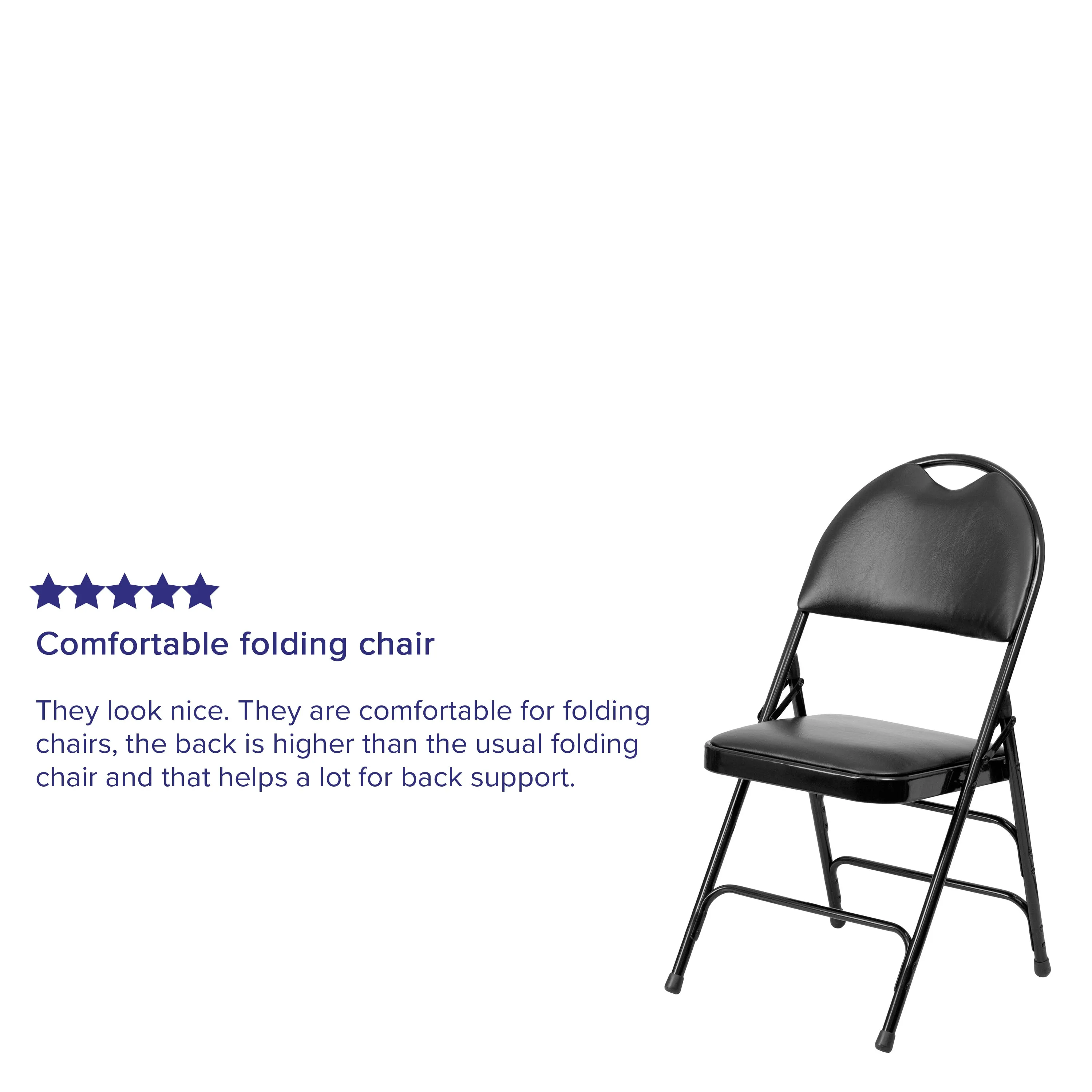 2 Pack HERCULES Series Ultra-Premium Triple Braced Black Vinyl Metal Folding Chair with Easy-Carry Handle