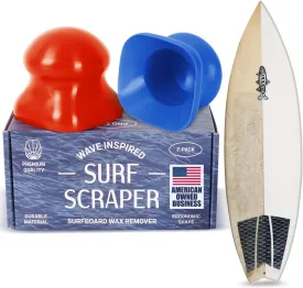 [2 Pack] Surf Scraper Wax Remover Tool - Quick & Effective Wax Removal for Surfboards - Ergonomically Designed to Fit Comfortably in Your Hand - Remove Board Wax in Minutes - Works On Dings & Dents
