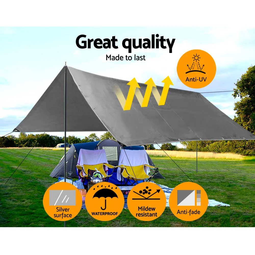 3x4.5m Tarp Camping Tarps Poly Tarpaulin Heavy Duty Cover 180gsm Silver
