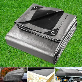 3x4.5m Tarp Camping Tarps Poly Tarpaulin Heavy Duty Cover 180gsm Silver