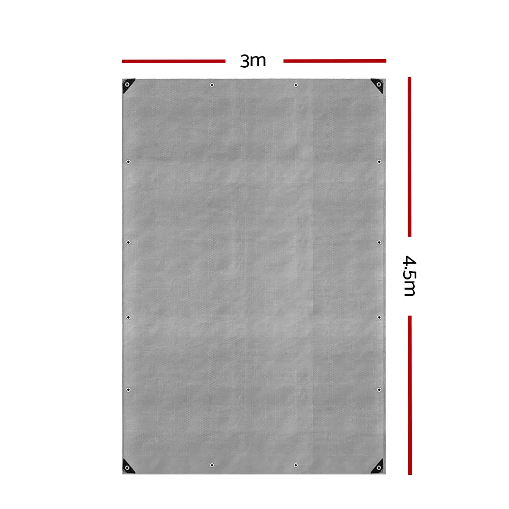 3x4.5m Tarp Camping Tarps Poly Tarpaulin Heavy Duty Cover 180gsm Silver