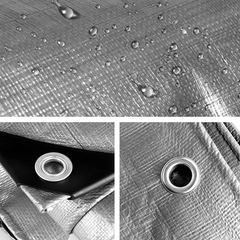 3x4.5m Tarp Camping Tarps Poly Tarpaulin Heavy Duty Cover 180gsm Silver