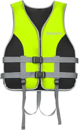 Adult Life Jacket with Quick-Release Buckles, 150N Buoyancy Vest, Heavy-Duty Oxford Fabric, Adjustable Straps and Reflective Strips, for Kayaking and Water Sports