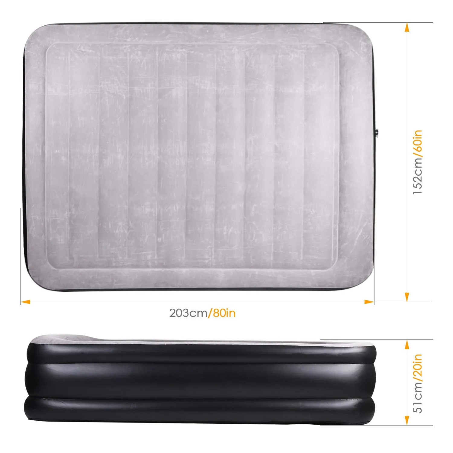 Air Mattress Queen Size Inflatable Bed with Built-in Electric Pump High 20in