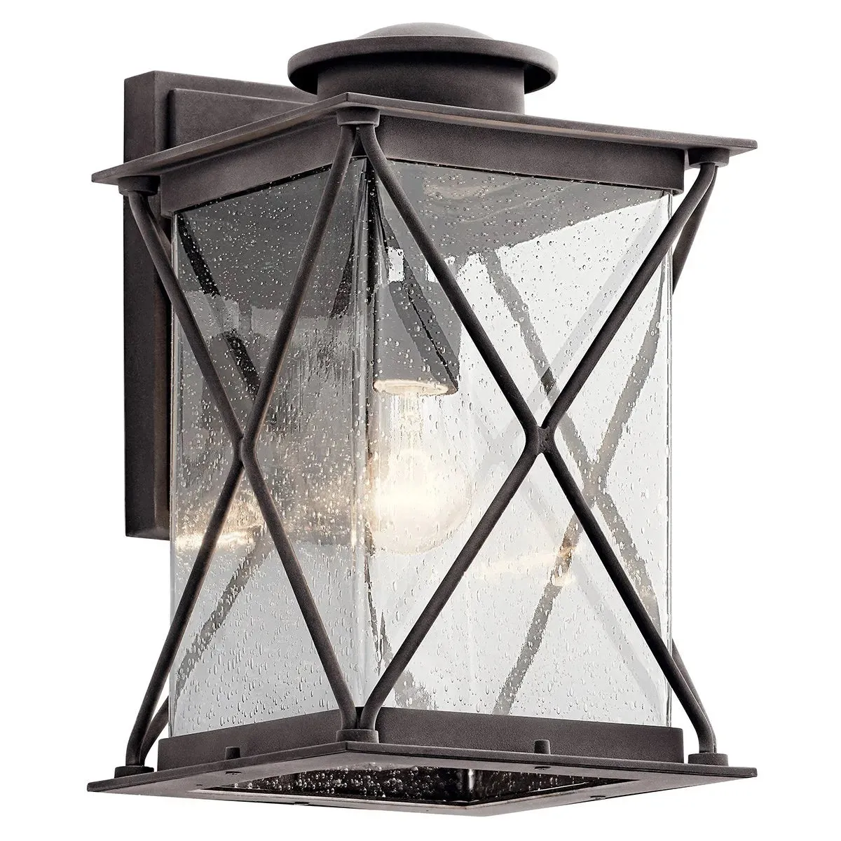 Argyle 15 in 1-Light LED Outdoor Wall Light With Clear Seeded Glass, Bronze Finish