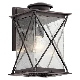 Argyle 15 in 1-Light LED Outdoor Wall Light With Clear Seeded Glass, Bronze Finish