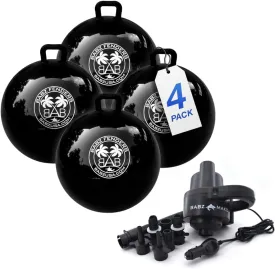 BABZ Inflatable Boat Fender Bumpers for Docking, Tie Up Raft, Marine, Wakesurf, Pontoon, Fishing, Yachts, and More (Bundle (Classic 24" Pack of 4)   (Mako 12v Electric Pump), Black w/White Logo)