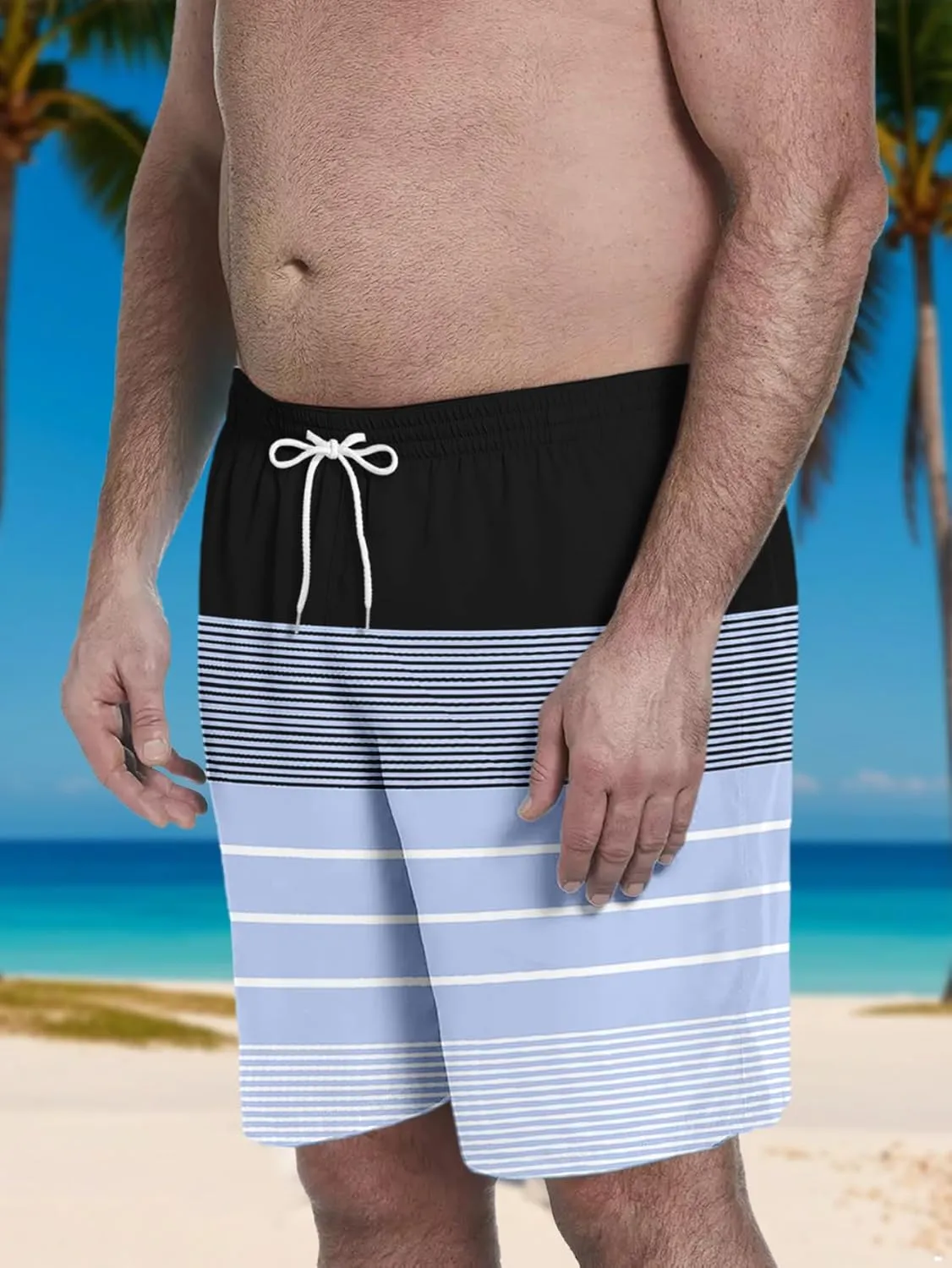 Big and Tall Men's Swim Trunk 8" with Compression Liner 8 Inch Inseam Quick Dry Board Shorts & Zipper Pocket 2XL-9XL