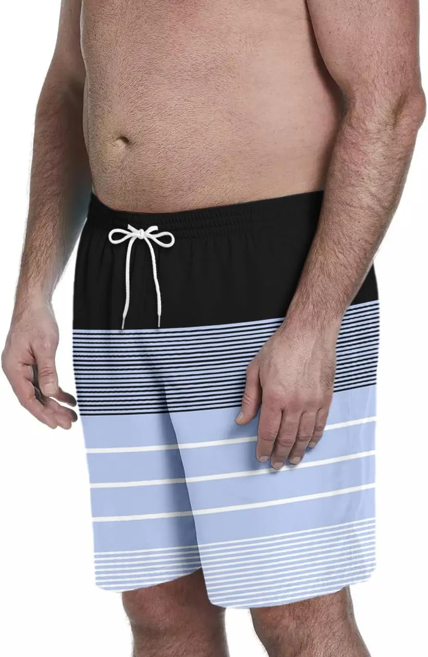 Big and Tall Men's Swim Trunk 8" with Compression Liner 8 Inch Inseam Quick Dry Board Shorts & Zipper Pocket 2XL-9XL