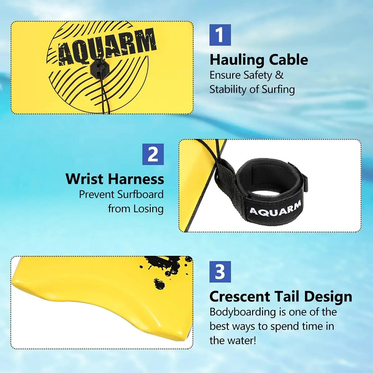 Bodyboard with Wrist Leash, 33-inch/37-inch/42-inch Lightweight Body Board with EPS Core and High-Speed Slick Bottom Surface, Perfect Surfing for Kids Teens and Adults