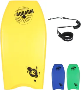 Bodyboard with Wrist Leash, 33-inch/37-inch/42-inch Lightweight Body Board with EPS Core and High-Speed Slick Bottom Surface, Perfect Surfing for Kids Teens and Adults
