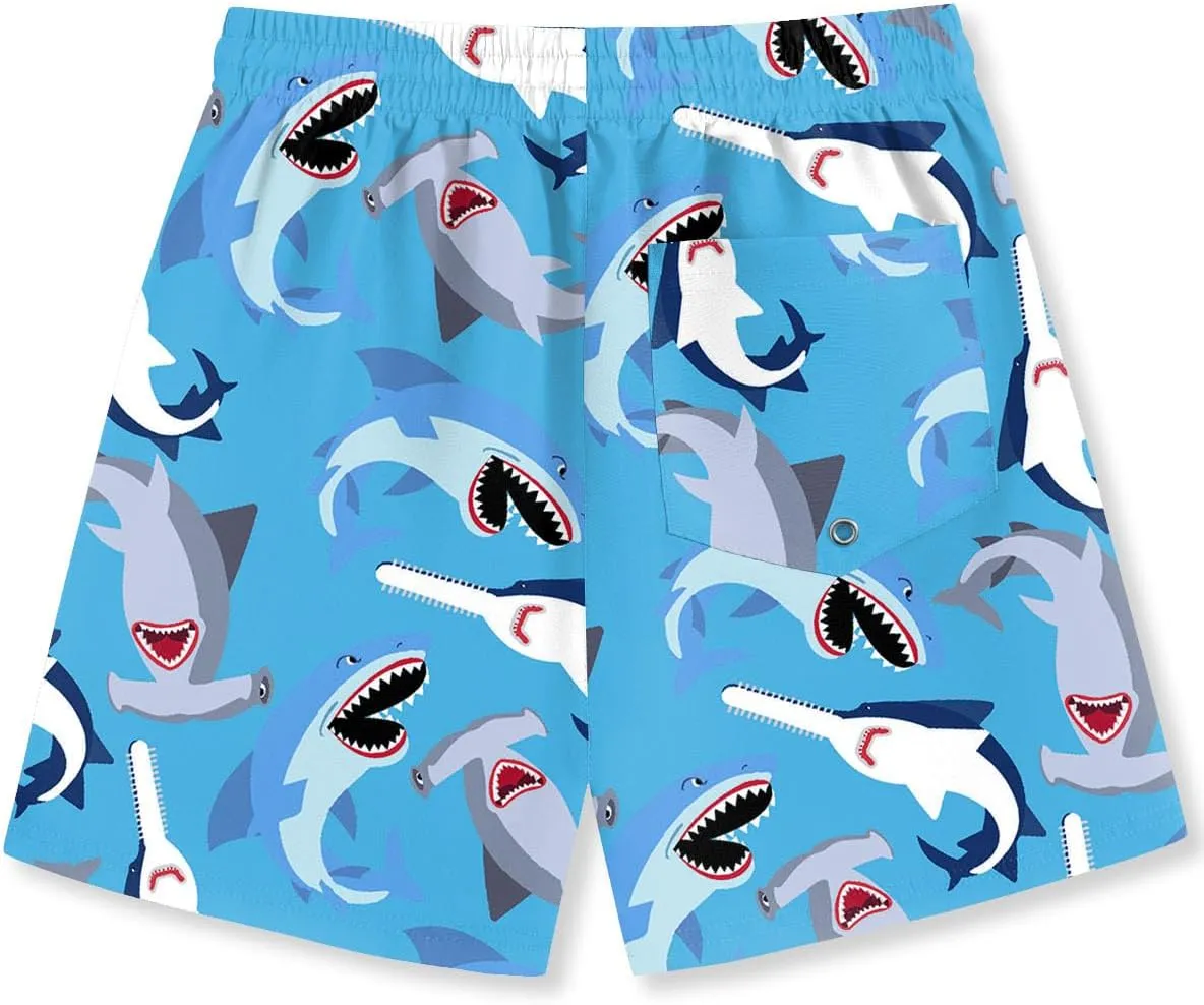 Boys 4th of July Summer Compression Liner Beach Swim Trunks American Flag Adjustable Drawstring Board Shorts 6-16 Years