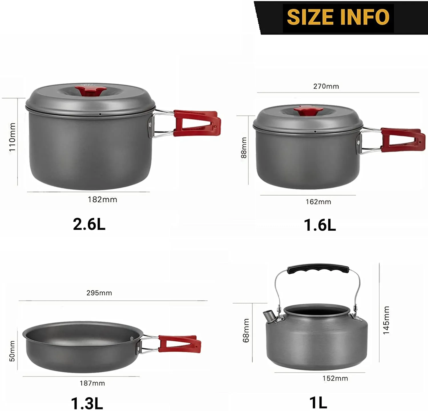 Bulin 27/13/11/8/3 PCS Camping Cookware Mess Kit Nonstick Lightweight Backpacking Cooking Set Outdoor Cook Gear for Family Hiking, Picnic(Kettle, Pot, Frying Pan, Bowls, Plates, Spoon)