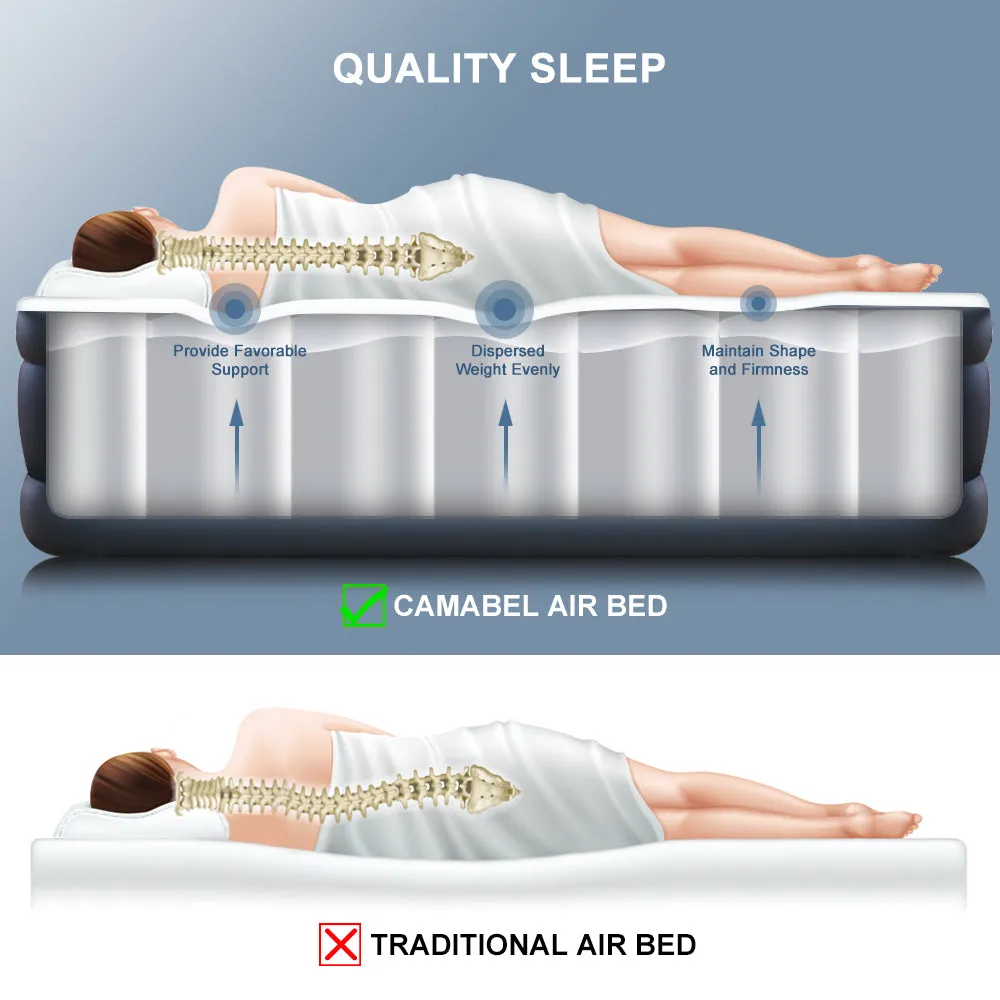 Camabel Air Mattresses with Built-in Electric Pump 22 Inch Queen Size