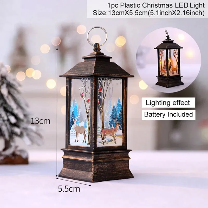 Christmas Lantern LED Light Merry Christmas Decorations for Home Christmas Tree Ornaments Xmas Decorations Craft Supplies