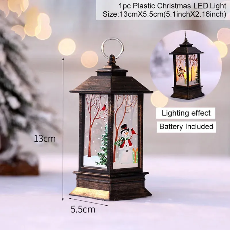Christmas Lantern LED Light Merry Christmas Decorations for Home Christmas Tree Ornaments Xmas Decorations Craft Supplies