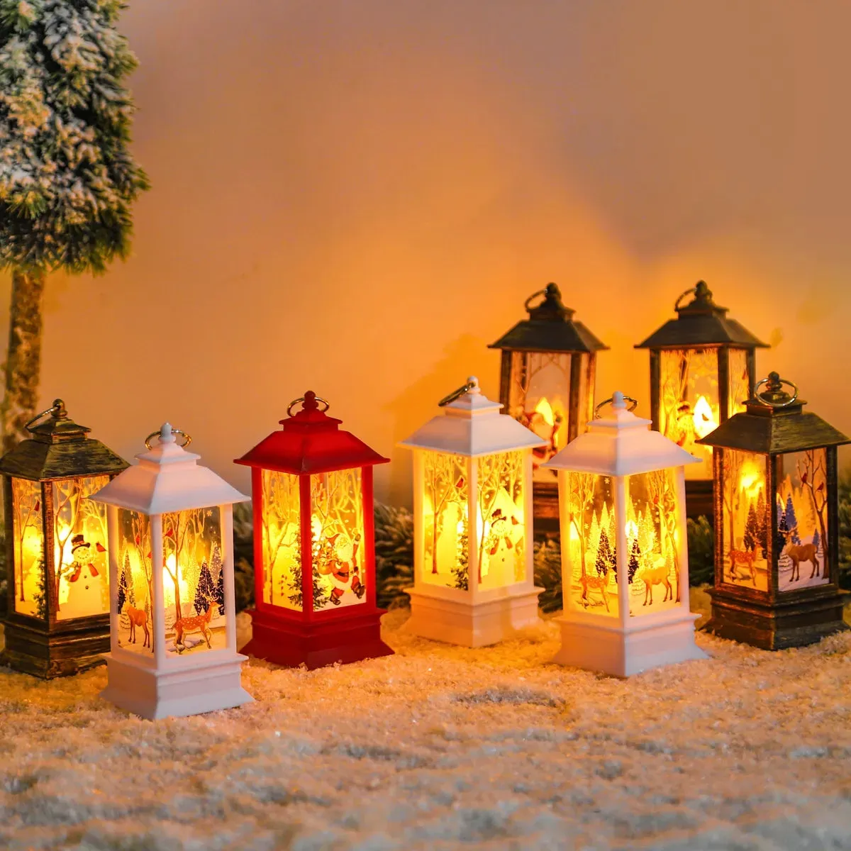 Christmas Lantern LED Light Merry Christmas Decorations for Home Christmas Tree Ornaments Xmas Decorations Craft Supplies
