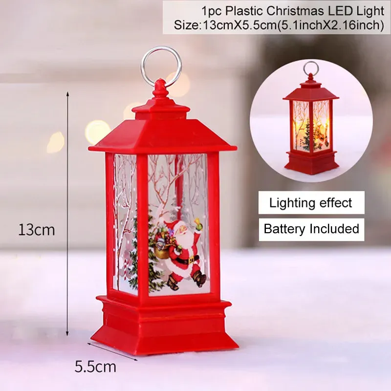 Christmas Lantern LED Light Merry Christmas Decorations for Home Christmas Tree Ornaments Xmas Decorations Craft Supplies