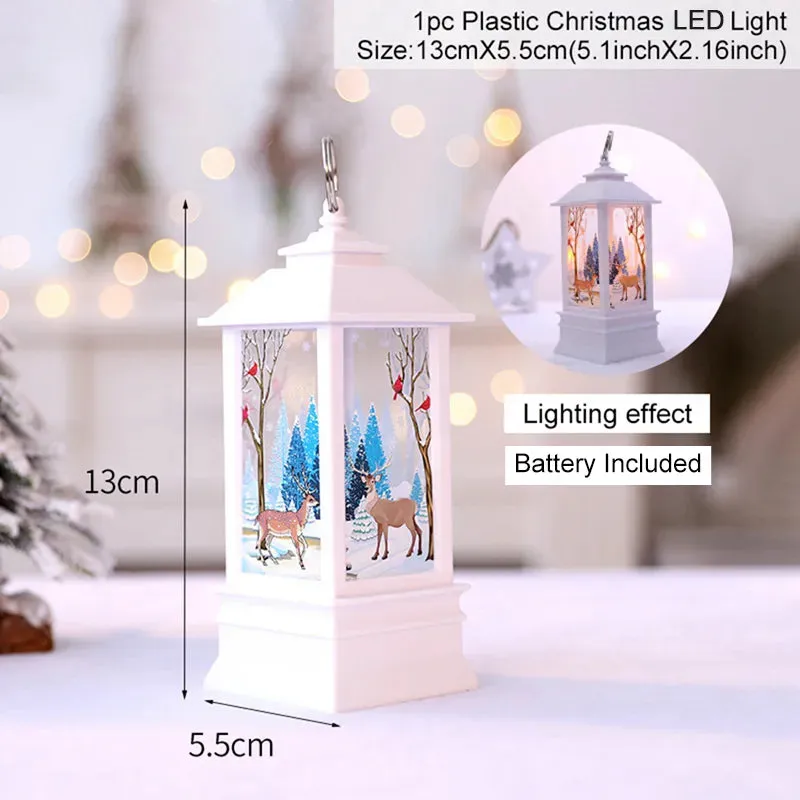Christmas Lantern LED Light Merry Christmas Decorations for Home Christmas Tree Ornaments Xmas Decorations Craft Supplies