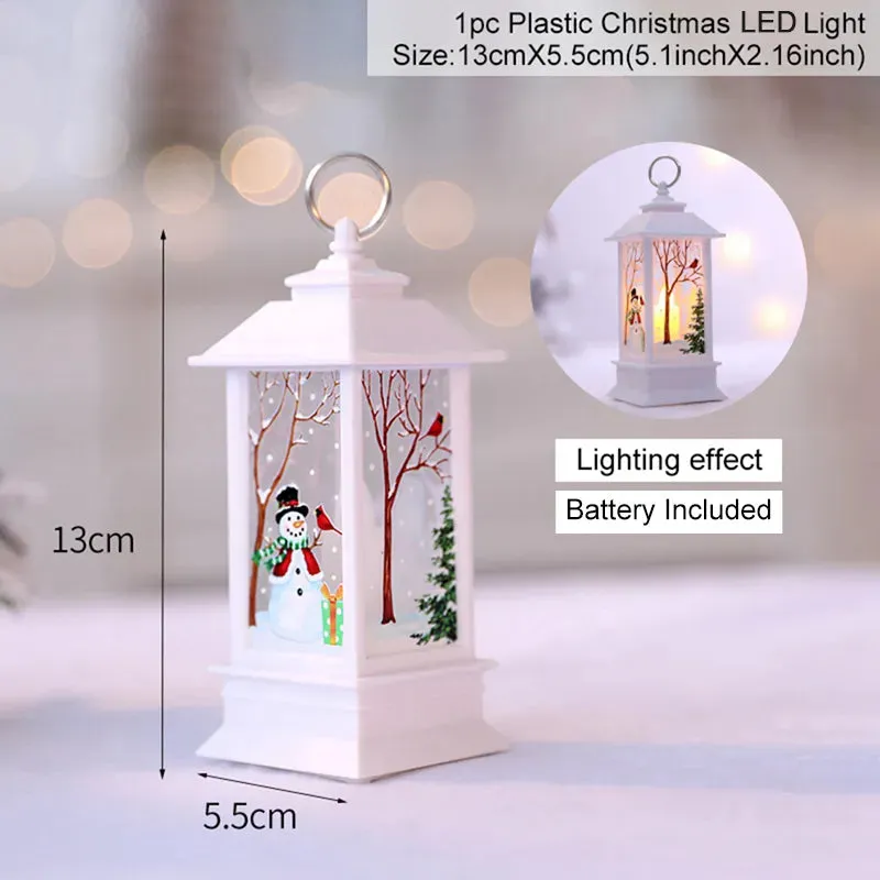 Christmas Lantern LED Light Merry Christmas Decorations for Home Christmas Tree Ornaments Xmas Decorations Craft Supplies