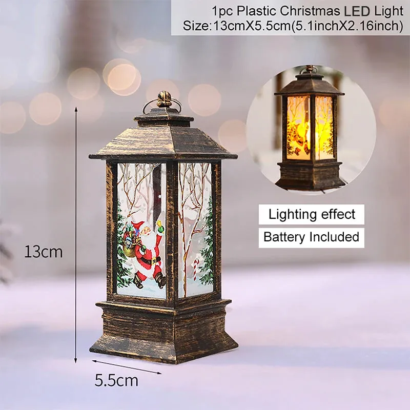 Christmas Lantern LED Light Merry Christmas Decorations for Home Christmas Tree Ornaments Xmas Decorations Craft Supplies