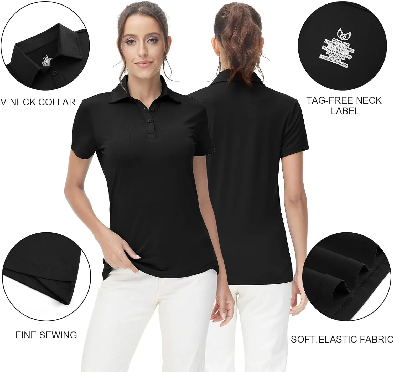 Corna Women's Golf Polo Shirts Collared Short Sleeve Tennis Tops Dry Fit Moisture Wicking Sun Protection T-Shirt UPF 50