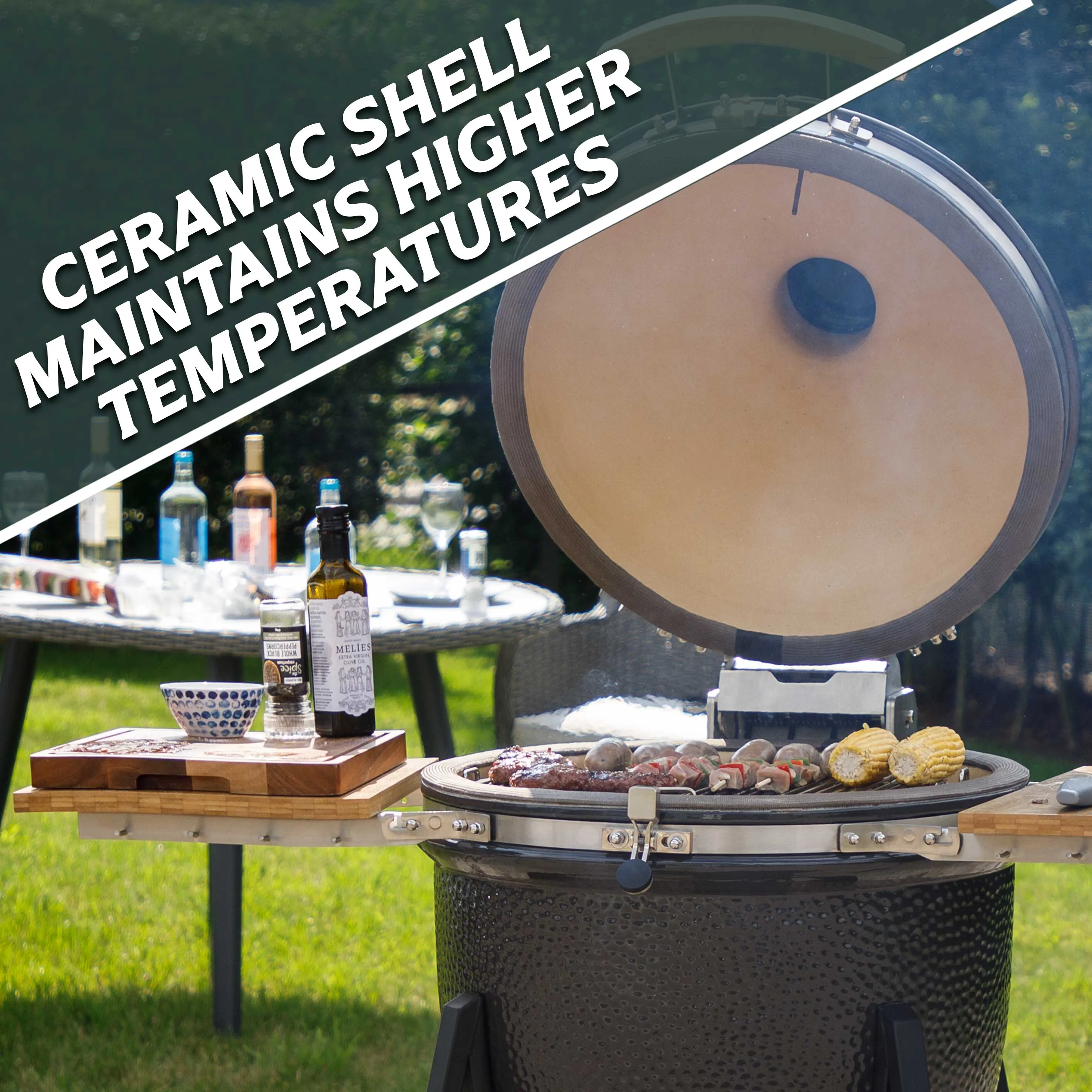 Deluxe Ceramic Kamado Style BBQ Grill/ Oven/Smoker, 22"(56cm) - DG236