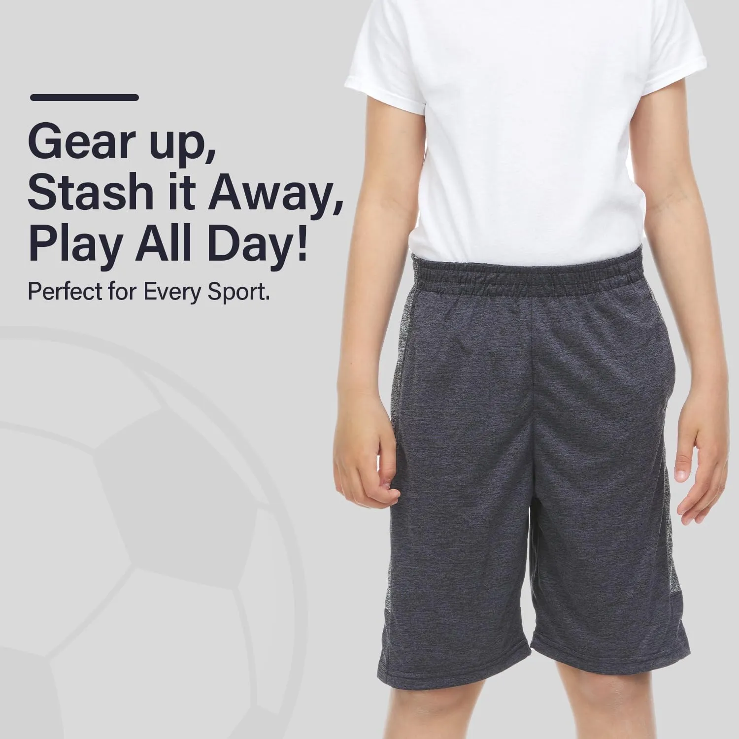 Essential Elements Boys 5-Pack Active Athletic Performance Basketball Shorts with Pockets