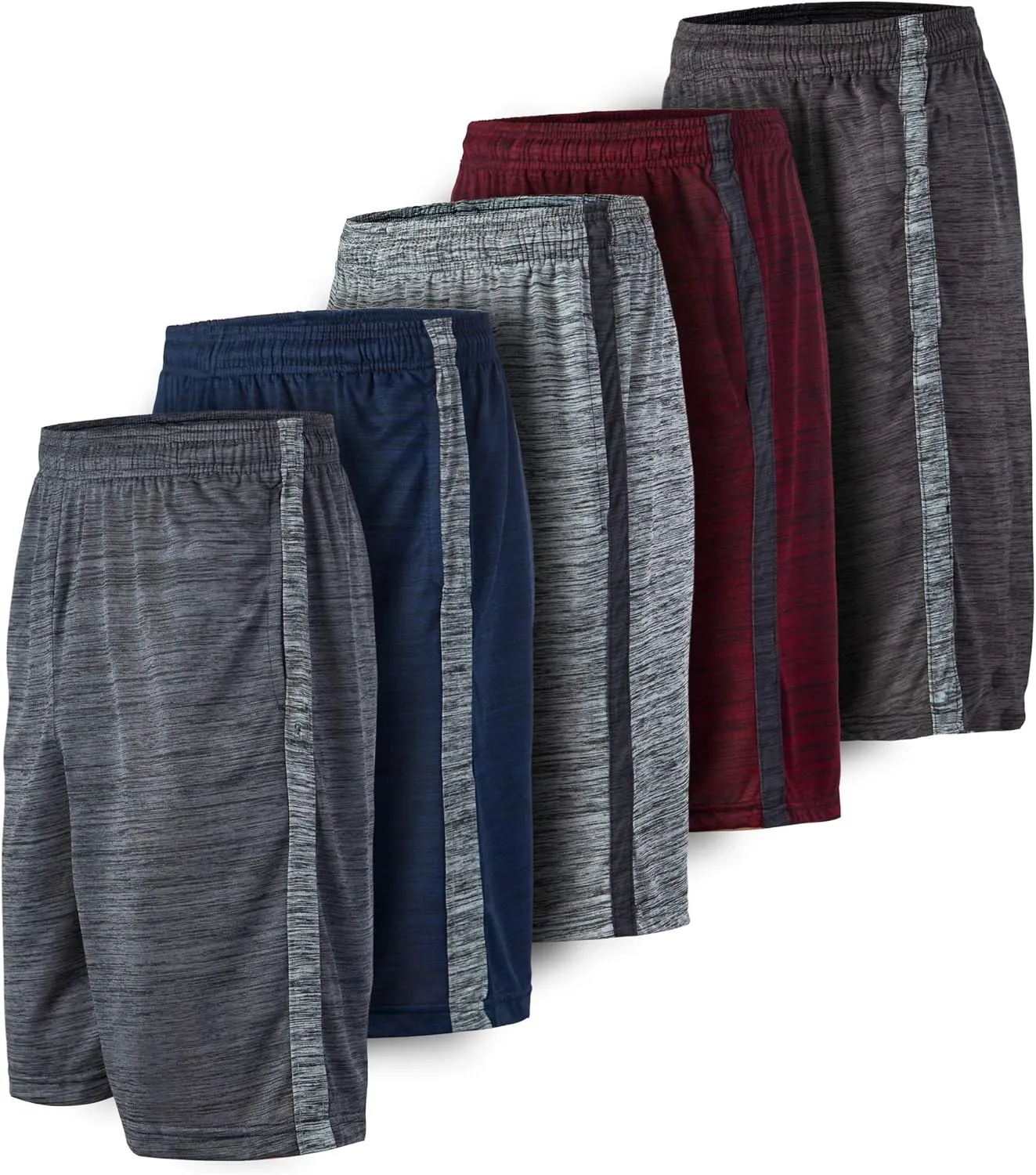 Essential Elements Boys 5-Pack Active Athletic Performance Basketball Shorts with Pockets