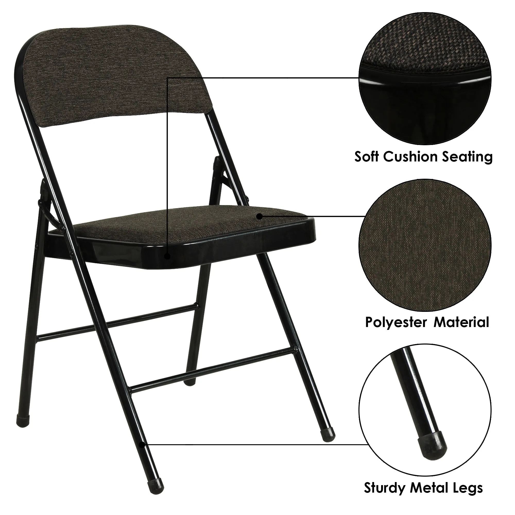 Folding Padded Dark Brown Metal Chair