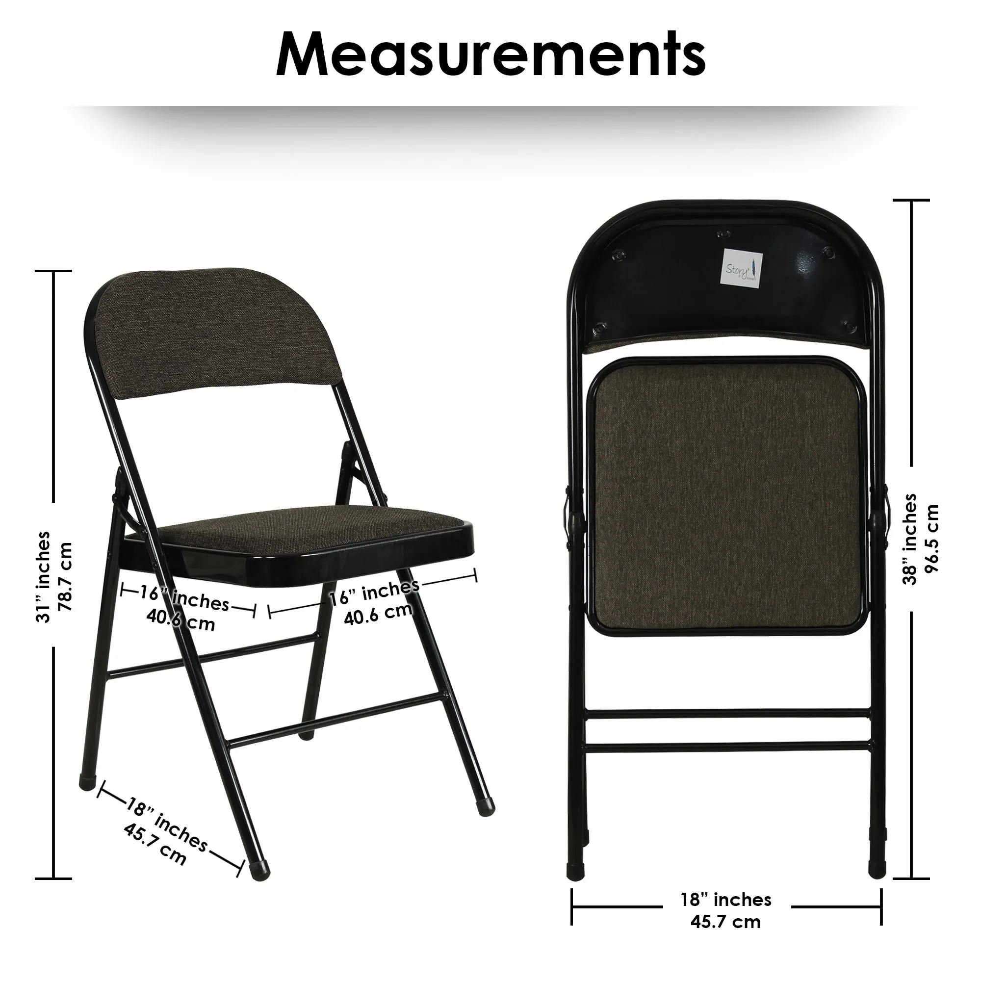 Folding Padded Dark Brown Metal Chair