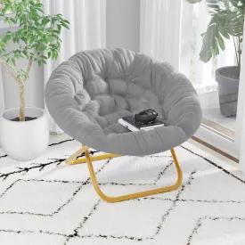 Gray XL Fur Saucer Chair FV-FMC-025-GY-SGD-GG