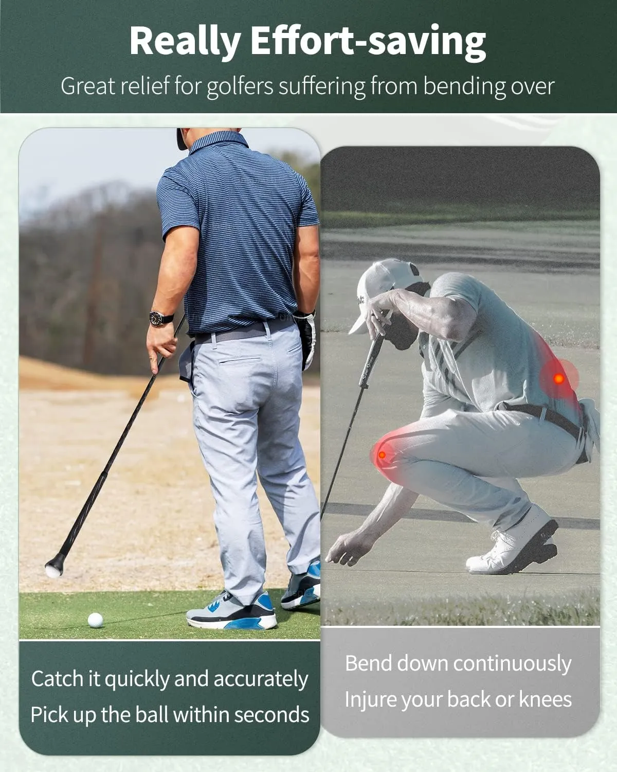 GreenHaven Golf Ball Retriever Grabber for Putters Golf Pick-up Portable Grip Sucker Tool Back Saver for Golfers3-4 Pack