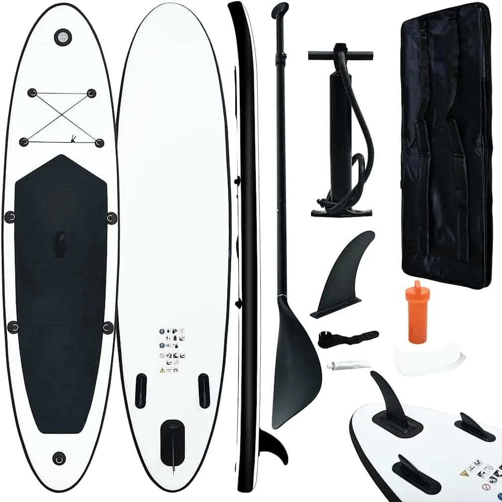 Inflatable Stand Up Paddle Board for Thrilling Adventure, Easy Inflation, Comfortable Ride, Black and White