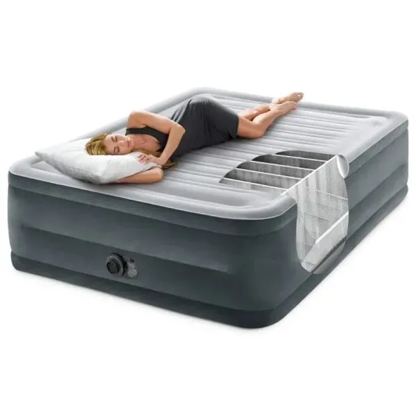 INTEX Dura-Beam® Deluxe Comfort-Plush Air Mattress Built-In Electric Pump - Queen
