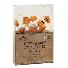 JACK O LANTERN LED TIMER LIGHTS 15 COUNT