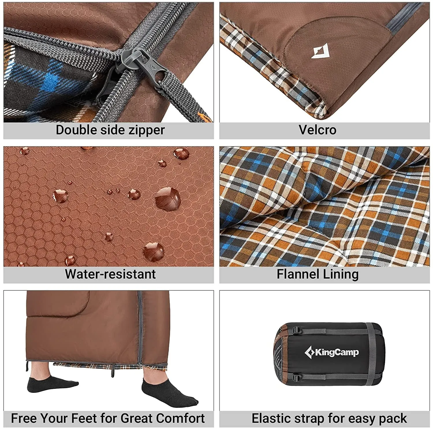 Kingcamp Camping Sleeping Bag - Cotton Flannel