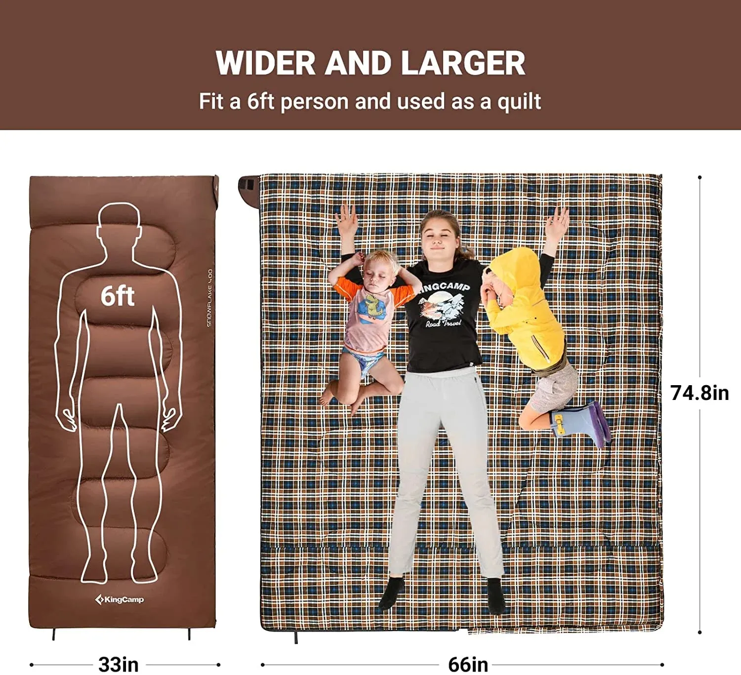Kingcamp Camping Sleeping Bag - Cotton Flannel